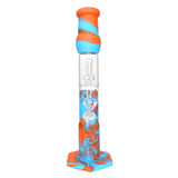 12" Silicone Water Pipe with Glass Perc Straight Tube - Orange/Blue