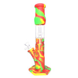 12" Silicone Water Pipe with Glass Perc Straight Tube - Rasta