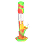 12" Silicone Water Pipe with Glass Perc Straight Tube - Rasta