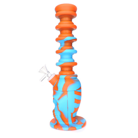 7.5" Expanding Neck Silicone Skull Water Pipe - Orange