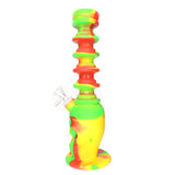 7.5" Expanding Neck Silicone Skull Water Pipe - Rasta