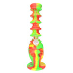7.5" Expanding Neck Silicone Skull Water Pipe - Rasta