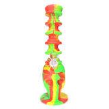 7.5" Expanding Neck Silicone Skull Water Pipe - Rasta