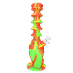 7.5" Expanding Neck Silicone Skull Water Pipe - Rasta