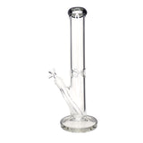 14in 7mm Straight Tube Water Pipe with Ice Pinch Color Mouthpiece and Base Rim - Black