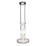 14in 7mm Straight Tube Water Pipe with Ice Pinch Color Mouthpiece and Base Rim - Black