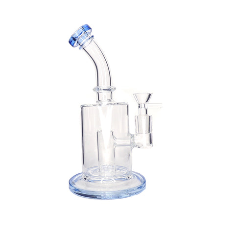 9" Wide Body Bent Mouthpiece Water Pipe with Slitted Dome Perc - Blue