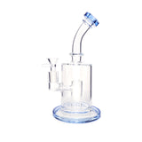 9" Wide Body Bent Mouthpiece Water Pipe with Slitted Dome Perc - Blue