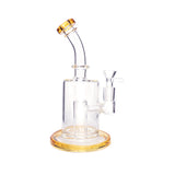 9" Wide Body Bent Mouthpiece Water Pipe with Slitted Dome Perc - Yellow