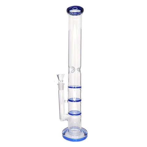 18" Triple Honeycomb Straight Tube Water Pipe - Blue