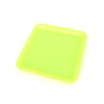 Silicone rolling tray in green.  Side view.