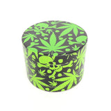 4 Part 50mm Grinder with Wrapped Design Wrapped - Leaves and Skulls