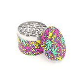 4 Part 50mm Grinder with Wrapped Design Wrapped - Pink Skulls and leaves