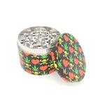 4 Part 50mm Grinder with Wrapped Design Wrapped - Hearts and Skulls