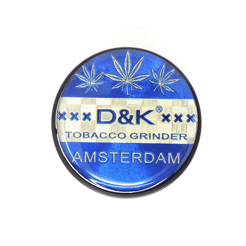 3 Part 50mm Grinder with Amsterdam Logo - Blue Leaf