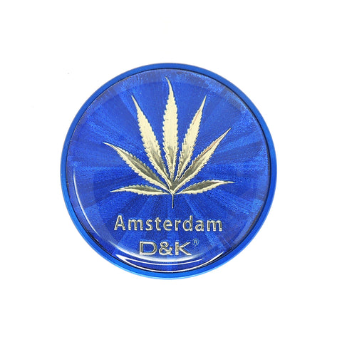 3 Part 50mm Grinder with Amsterdam Logo - Blue Amsterdam