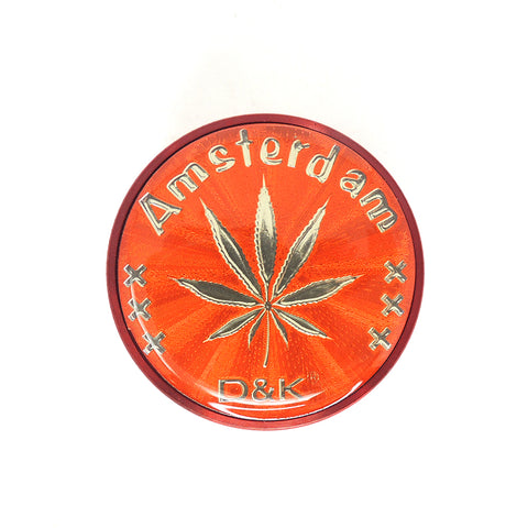 3 Part 50mm Grinder with Amsterdam Logo - Red D&K