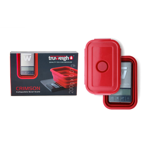 Truweigh Crimson Collapsible Bowl Digital Scale - 200g x 0.01g - Red