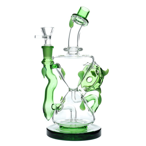 9" Hour Glass Recycler Water Pipe - Green