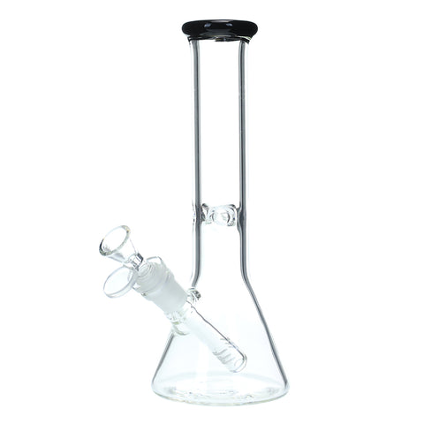 10" 38mm Glass Beaker with Diffused Down Stem - Black