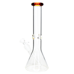 10" 38mm Glass on Glass Beaker with Ice Pinch and Diffused Down Stem- Golden