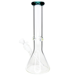 10" 38mm Glass on Glass Beaker with Ice Pinch and Diffused Down Stem- Pale Green