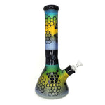 13" 7mm Beaker Water Pipe w/ Hexagon Spotted Electroplated