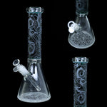 13in Clover WPB-318D Etched Glass Water Pipe - Pale Green
