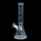 13in Clover WPB-318D Etched Glass Water Pipe - Pale Green