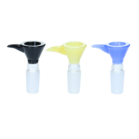 Color Funnel Bowl with Handle - 14mm Male - Assorted Colors