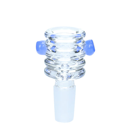 Clear Wave Bowl w/ Color - 14mm Male - Blue